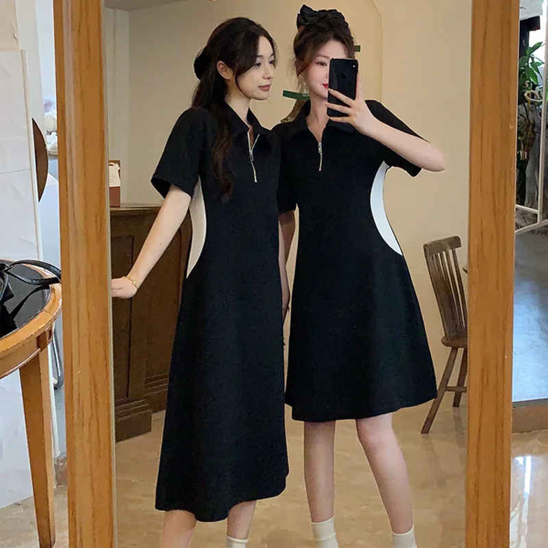 

Spring Summer Dresses For Women Short Sleeve Casual Female Plus Size Elegant Midi Long Black Cotton A Line Party Vestidos Runway