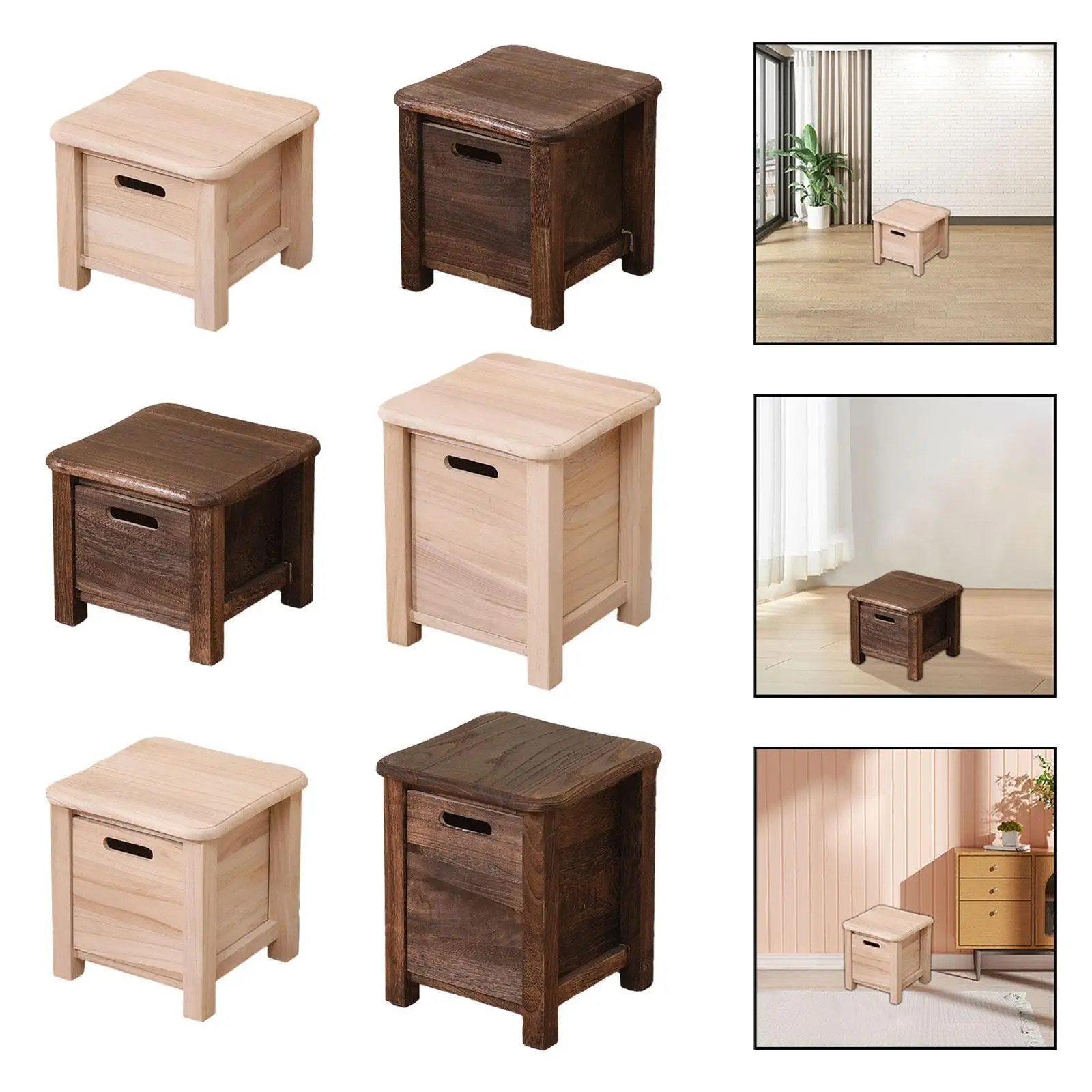 

Wooden Small Stool with Drawer, Ideal for Shoe Changing in Home And Office