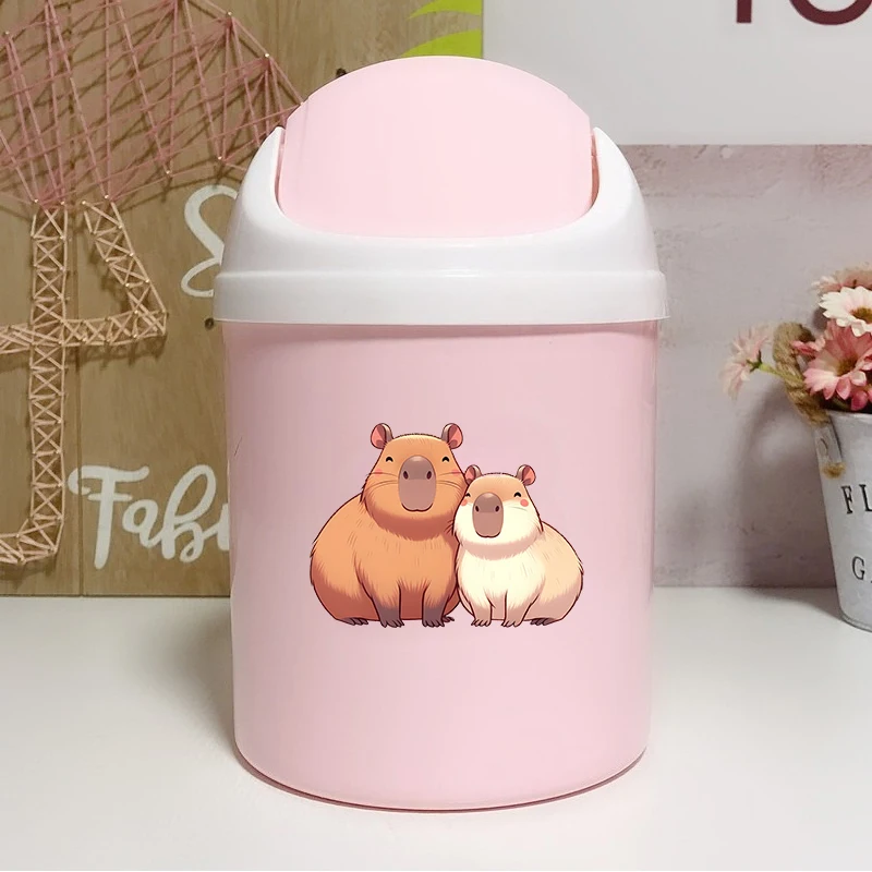 Capybara Mini Desktop Bin Small Trash Can Tube with Cover Bedroom Trash Can Garbage Can Clean Workspace Storage Box Home Desk