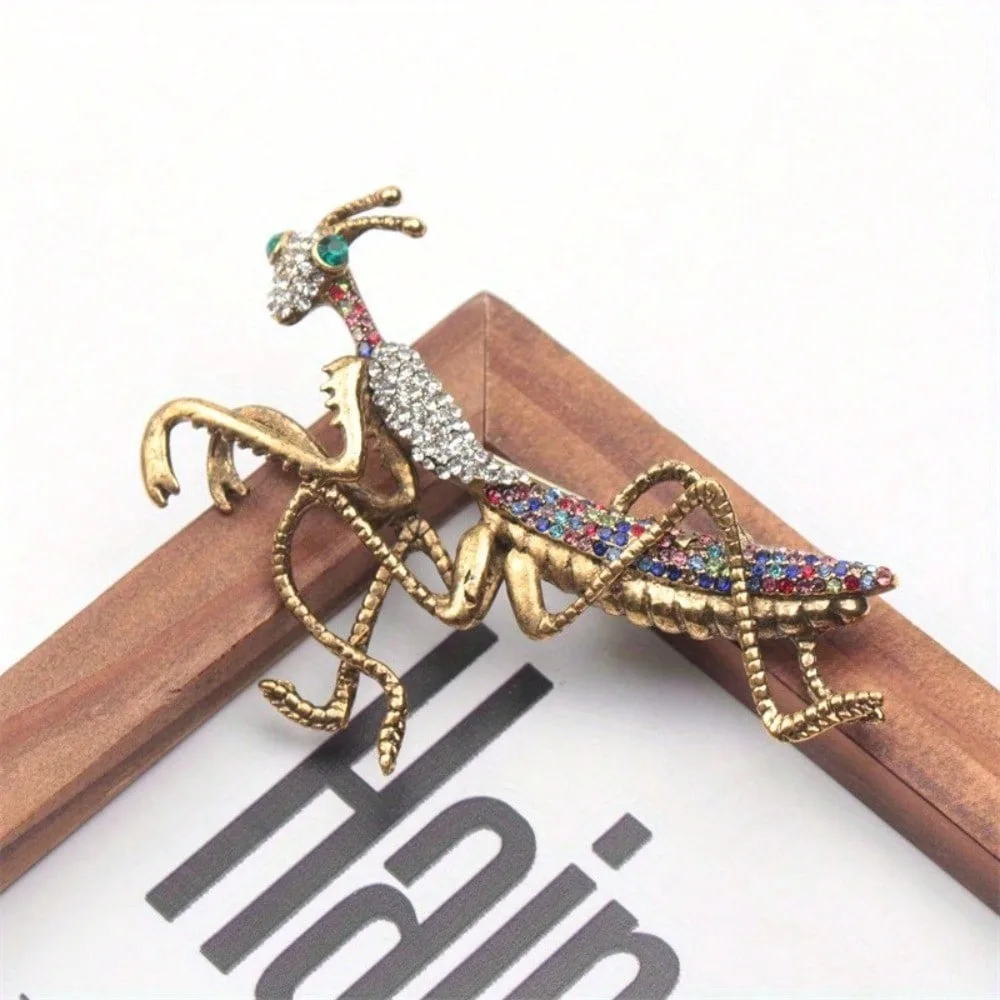Large Mantis Brooch Insect Pin Unisex Luxury Accessory Vintage Corsage Gift