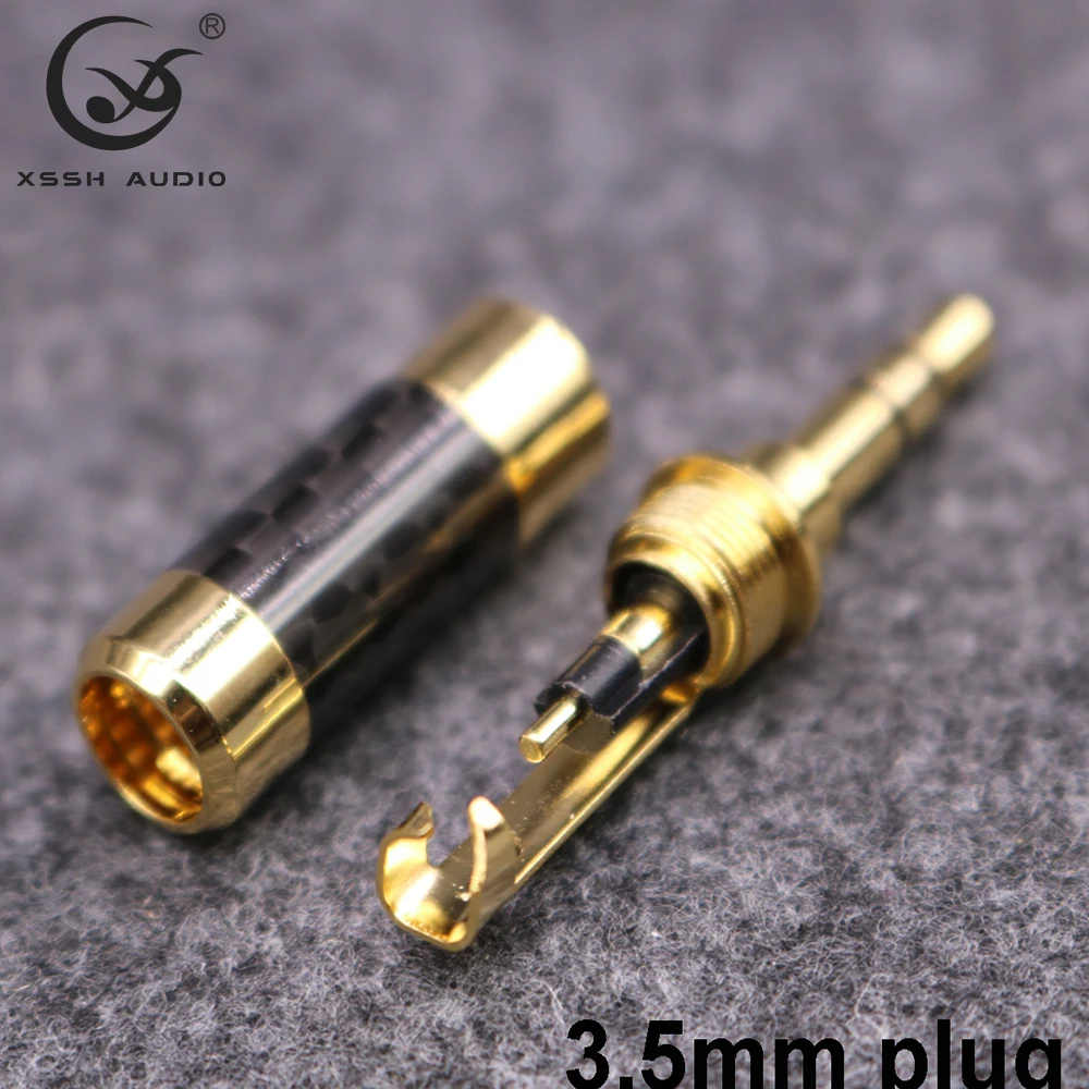 10 Uds YIVO Hi-end chapado en oro Audio macho auriculares enchufe fibra de carbono 3,5mm estéreo 1/8 "conector Jack para Cable de 3mm ~ 6mm