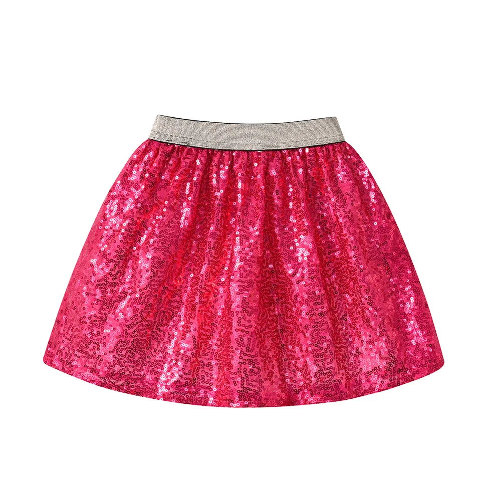 VIKITA Girls Teenagers Sequined Red Skirts Kids Sparkly Glitter Shiny Princess Birthday Party Performance Ballet Mini Skirt 3-7Y