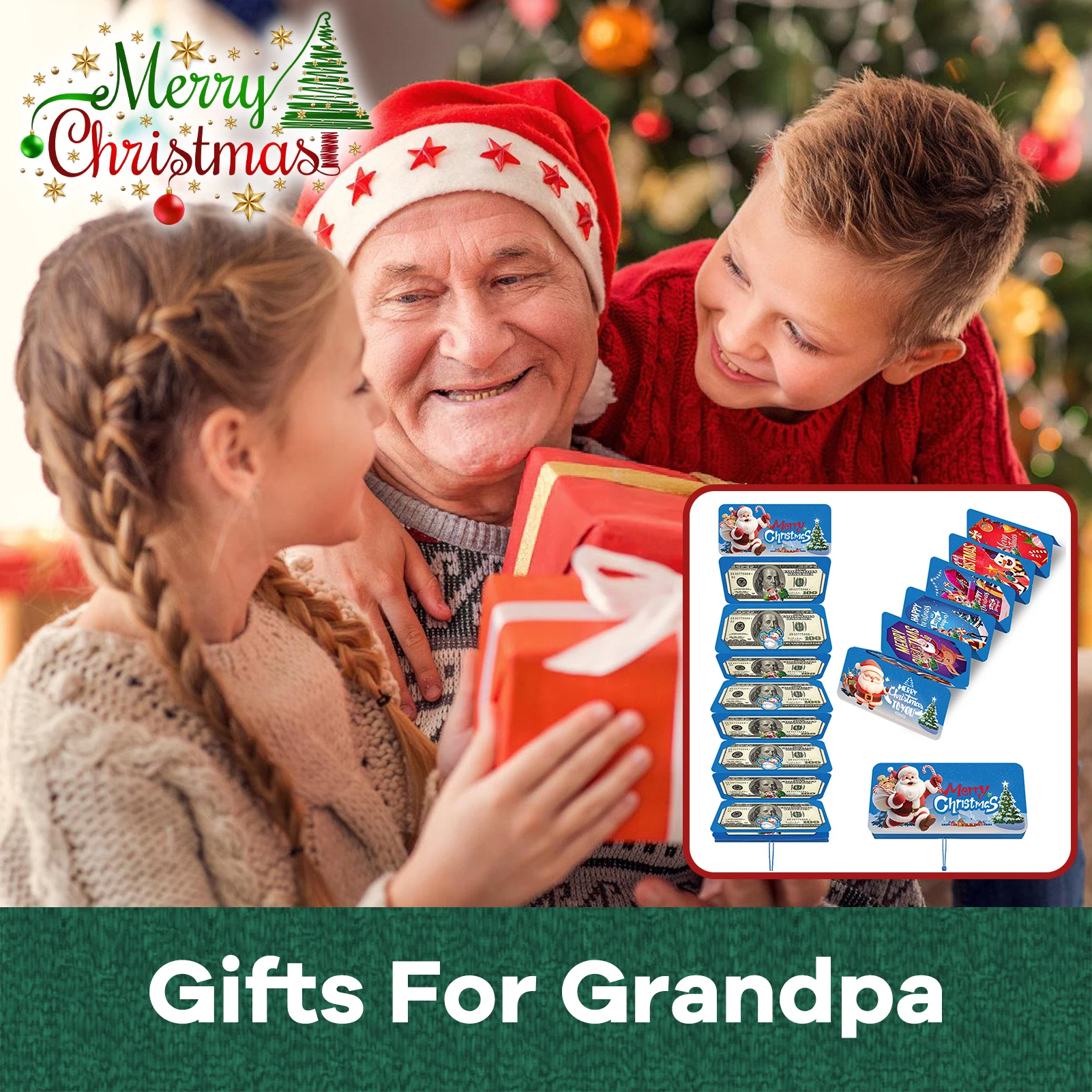 10 Card Red Envelope Box 2025 Christmas Navidad New Year Surprise Money Box Cartoon Santa Claus Pattern Red Envelope Party Gifts