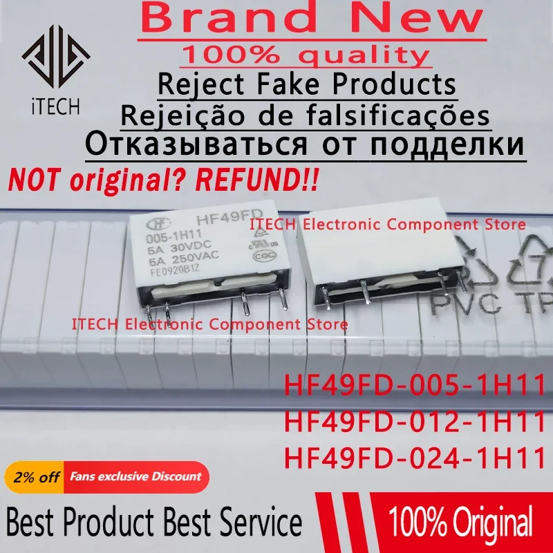 10pcs/lot HF49FD/024-1H11 HF49FD/012-1H11 HF49FD/005-1H11 DIP-4 New Original Power Relay HF49FD-012-1H11 HF49FD-005-1H11