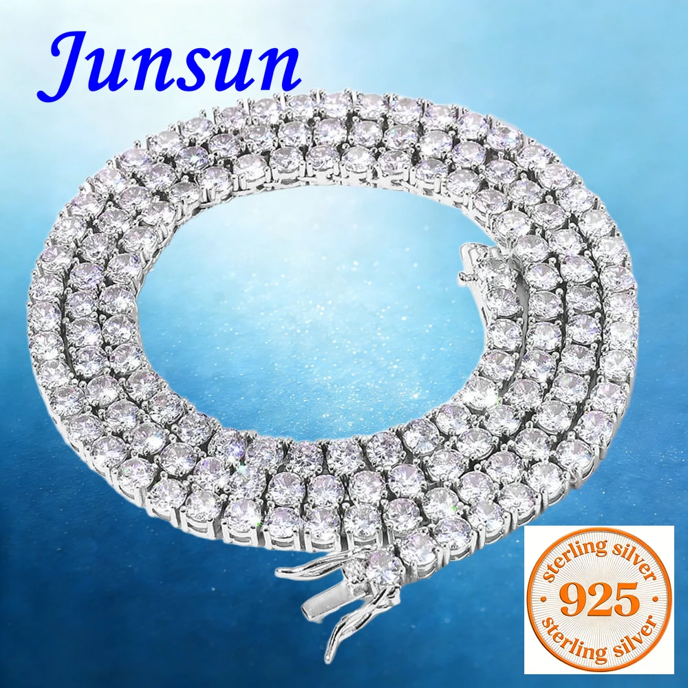 

S925 Silver Moissanite Tennis Necklace Hip Hop Ins Style Classic 3MM 4MM 5MM Tennis Chain