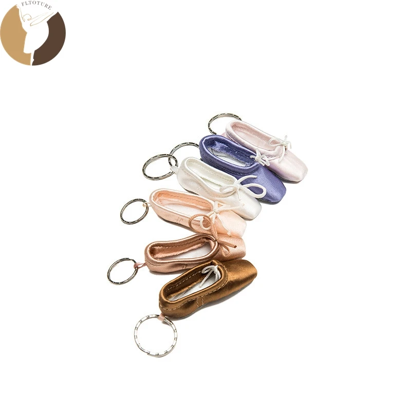 FLTOTURE Lovely Present  Mini Ballet Shoe Key Chain Handmade Ballerina Gift Satin Pointe Shoes Key Ring Phone Pendant