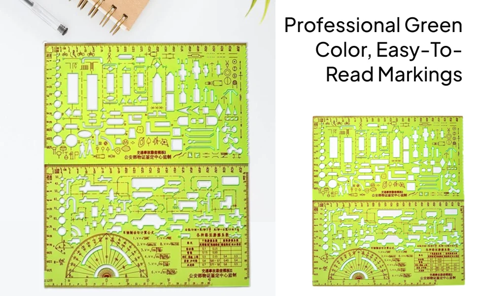 Traffic Investigation Drawing Stencil Geometric Template Durable Plastic Ruler for Office School Accident Mapping