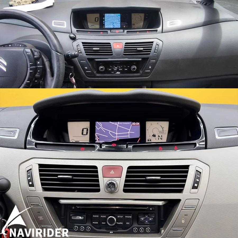 Radio estéreo para coche con GPS Navi Android 15 128G BT para Citroen C4 Picasso 2006-2013, pantalla con Android Auto inalámbrico y Carplay.