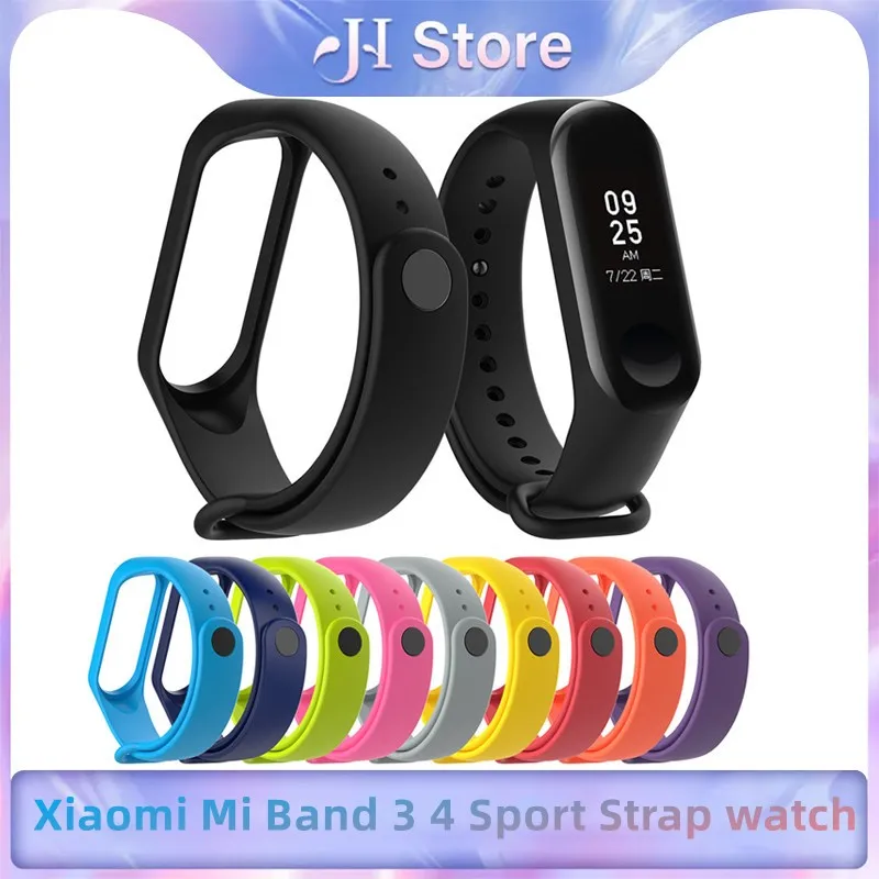 Pulseira de silicone para Xiaomi Mi Band, relógio esportivo, pulseira inteligente, Mi Band 3 4