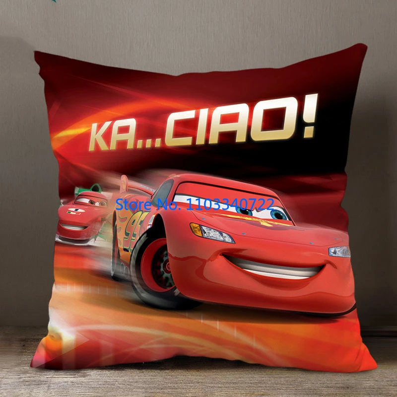 Anime Racing McQueen Cars Cushion Cover Plush Pillowcase Pillow Case Sofa Car Home Bedding Decor 45x45cm Kids Birthday Gift