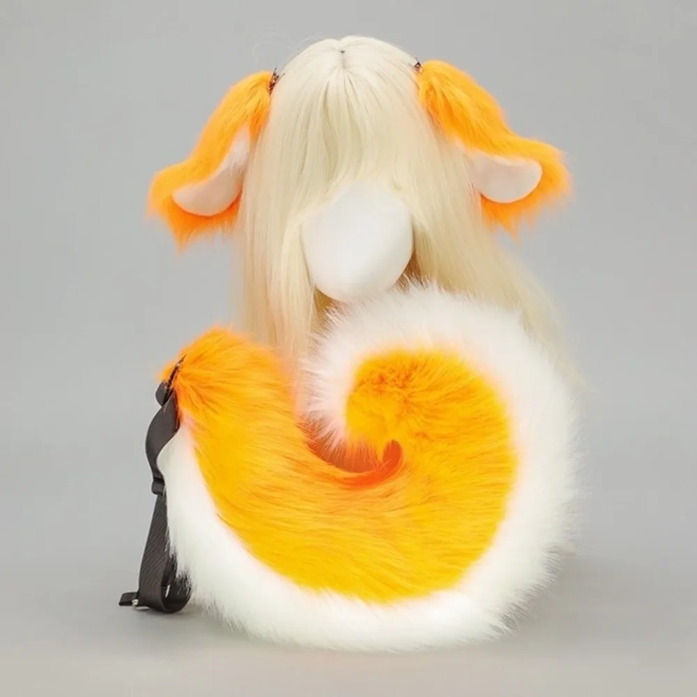 Fashion Furry Cosplay Props Rabbit Cartoon Cute Dog Ears Tail Set Halloween Role Play Plush Animal Tail Cartoon Themed Party