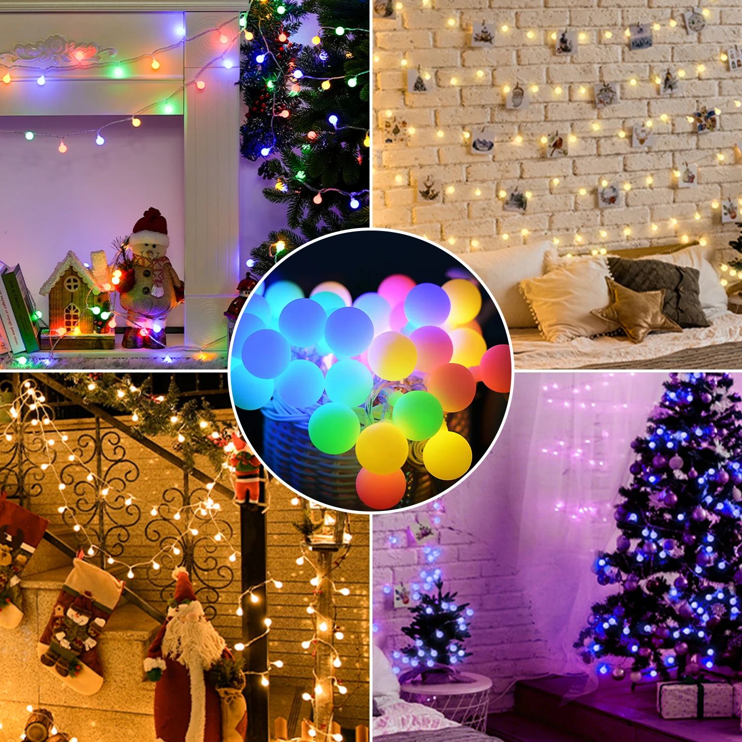 Smart LED Frosted Globe Solar String Lights USB Bluetooth Music Controller Fariy Lights Garland Outdoor Garden Christmas Decor