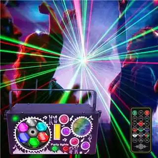 Dj Disco Party Light Remote Control DMX RGB Laser Projection Strobe for Party Christmas Bar Rotating LED Stage Effect Lights