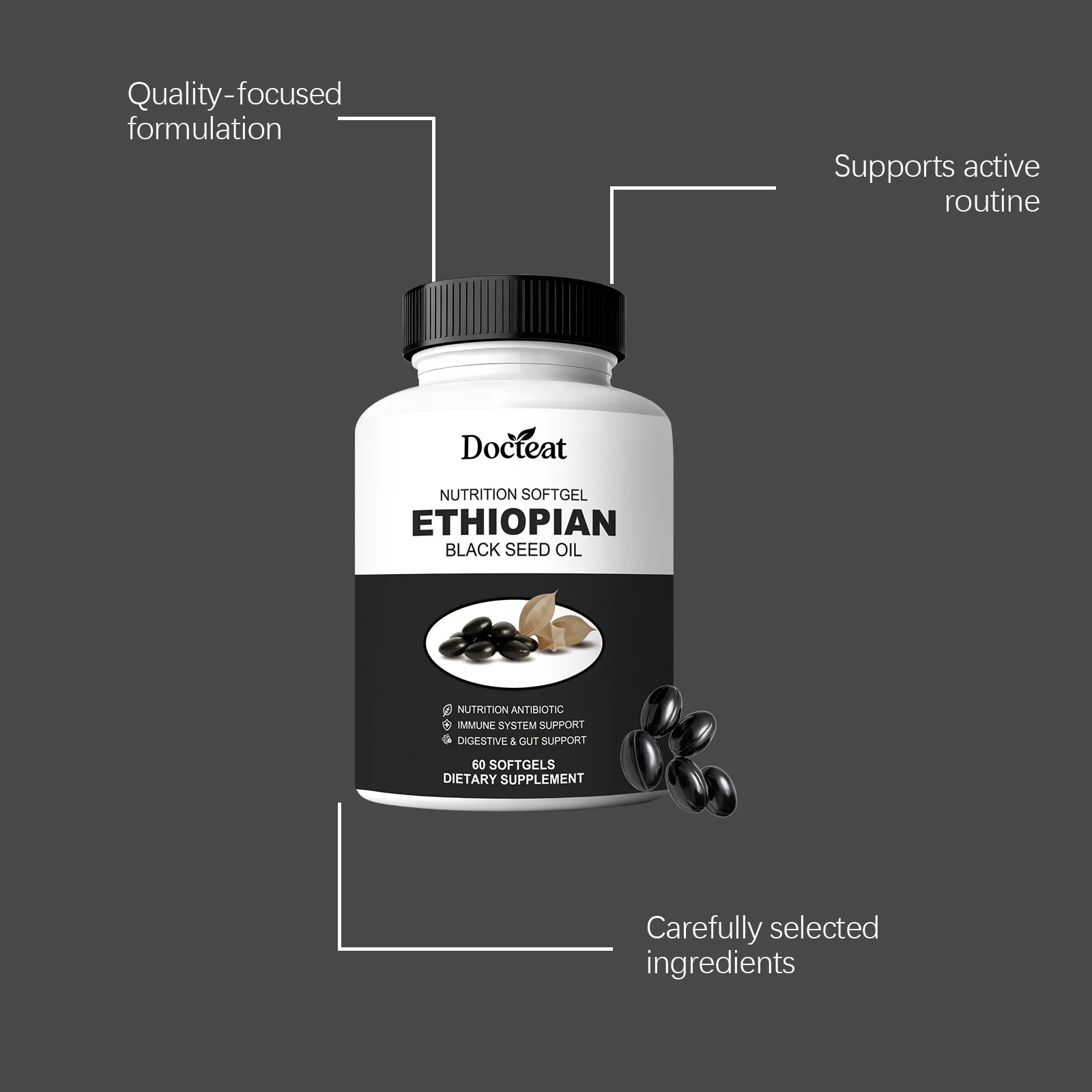Natural Black Seed Oil Capsules Female Body Private Care Nourish Balance Internal Health Skin Brightening Daily Wellness Pills