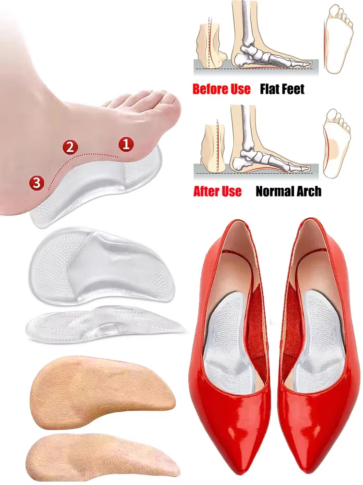 Silikon-Fußgewölbestützen für Schuhe, Damen-Sandalen, Plattfüße, orthopädische Einlagen für Herren, Plantarfasziitis-Linderung, Schuheinlagen – Detail 1