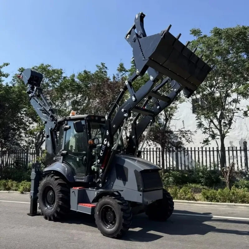 Cargadora Hidráulica con Dirección Deslizante, Equipo Utilitario para Transporte de Materiales y Trabajos en Obras de Construcción