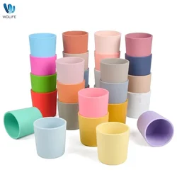 Baby Silicone Cups Solid Color BPA-Free Portable Storage Container Feeding Cups For Child Leakproof Learning Drink Cup Baby Gift