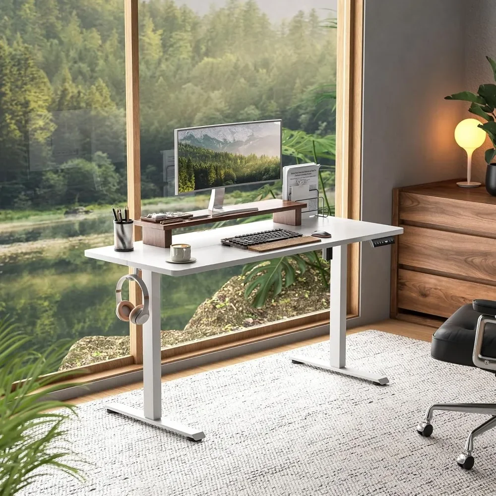

Office Desk, 55 Inch Large Electric Standing Desks, 4 Adjustable Memory Heights,Sit to Stand Up, for Study, Writing&Games