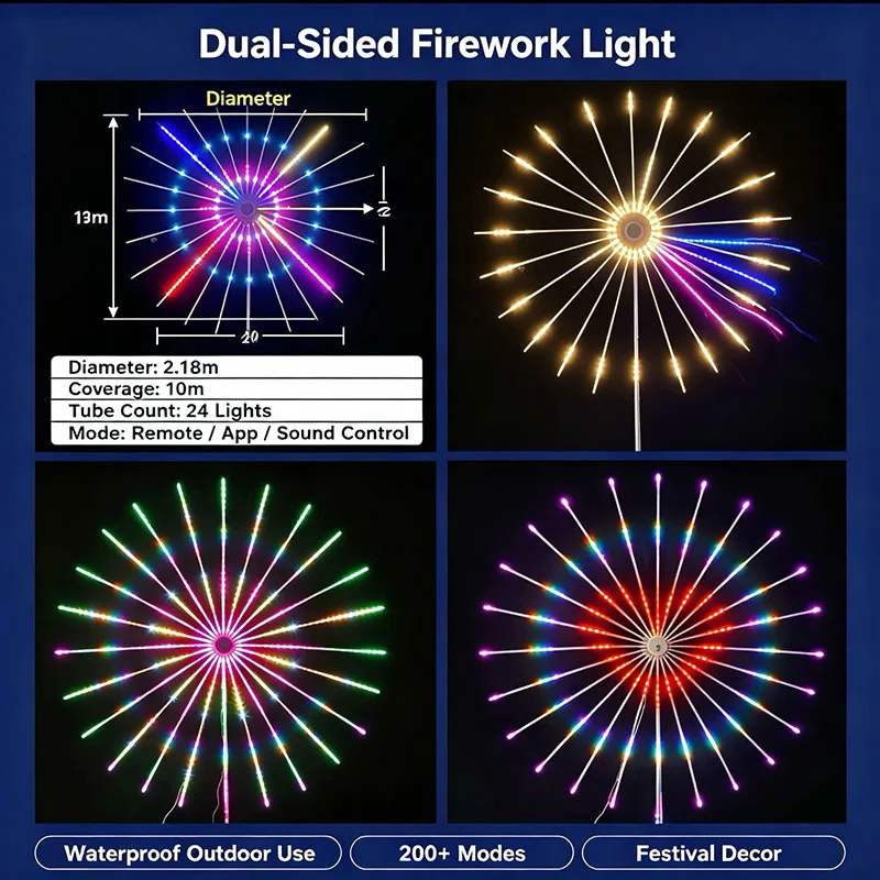Festival Atmosphere Electronic Firework Lights, 2026 New Programmable Design, Outdoor Courtyard Lawn Decor Lights