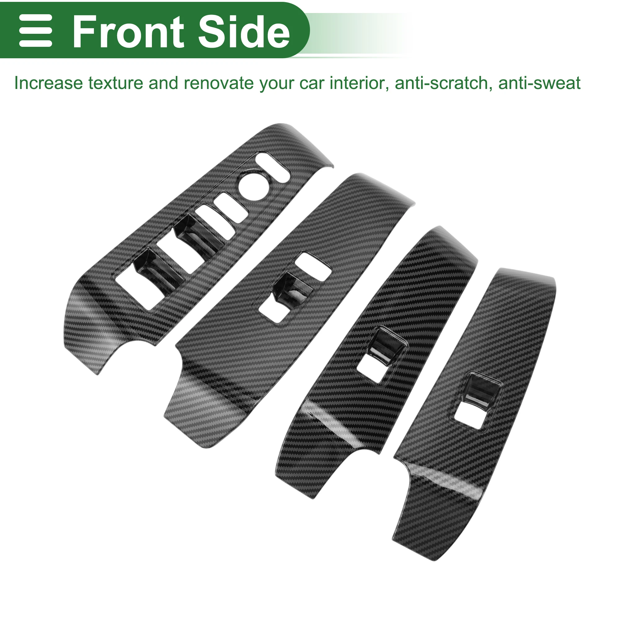 UXCELL Window Lift Switch Panel Trim Cover for Honda Civic 11th Gen 22-25 Front Rear Carbon Fiber Black