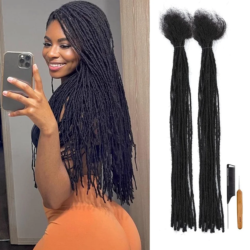 0.2cm Microlocs Dreadlock Extensions 100% Human Hair for Men Women Crochet Braids Hair Full Handmade Permanent Loc Extentions