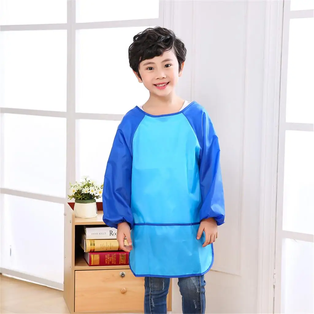 Children Kids Apron with Sleeves Waterproof Clothing Painting Smock Stain Resistant Polyester for School Art and Play