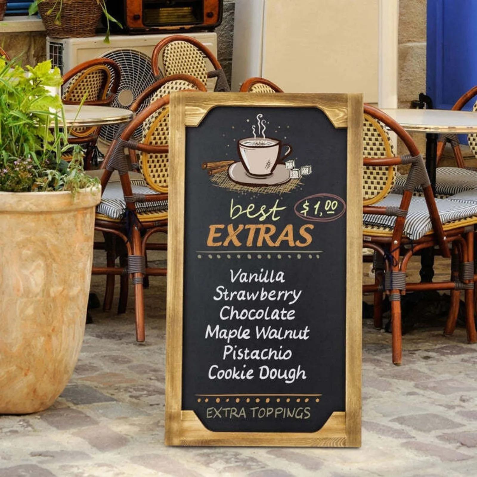 Chalkboard Sign, Wood Commercial Extra Large Chalk Board with Easel Style Stand United States