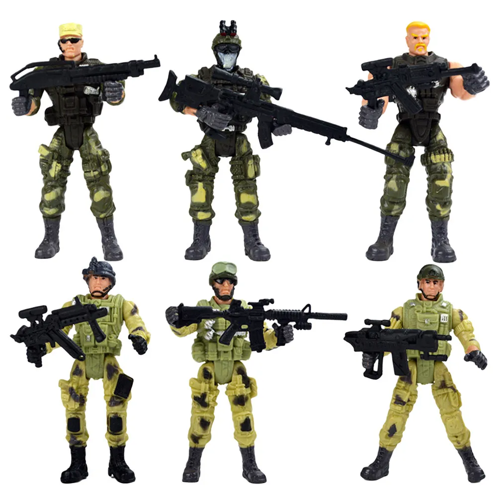 

6Pcs Soldier Figures Safe Plastic Special Forces for Kids Role Play Battle Learning Hand Eye Coordination Special Forces Model