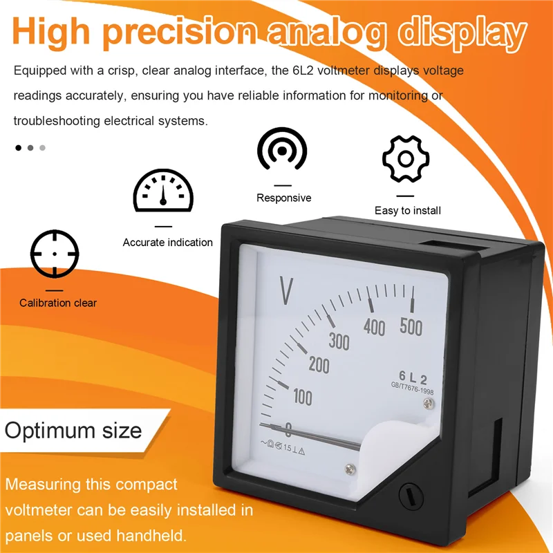 6L2 Voltmeter Pointer Type Voltage Meter Mechanical Header-A78U