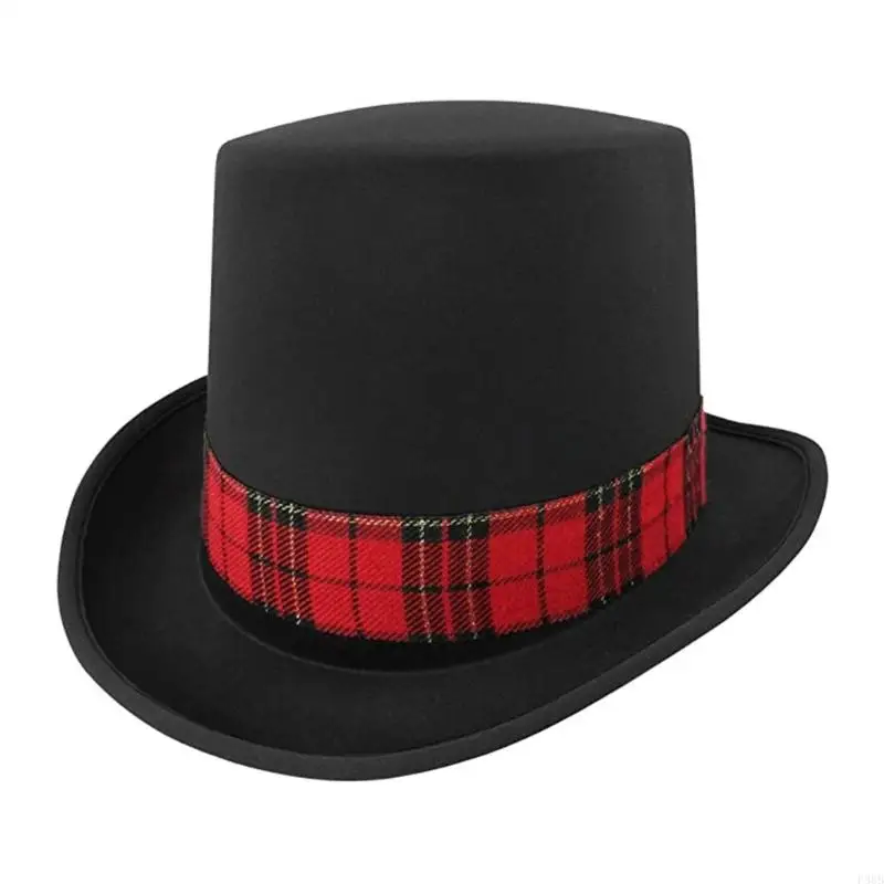 P88B Trendy Christmas Black Hat for Christmas Game Character Black High Hats