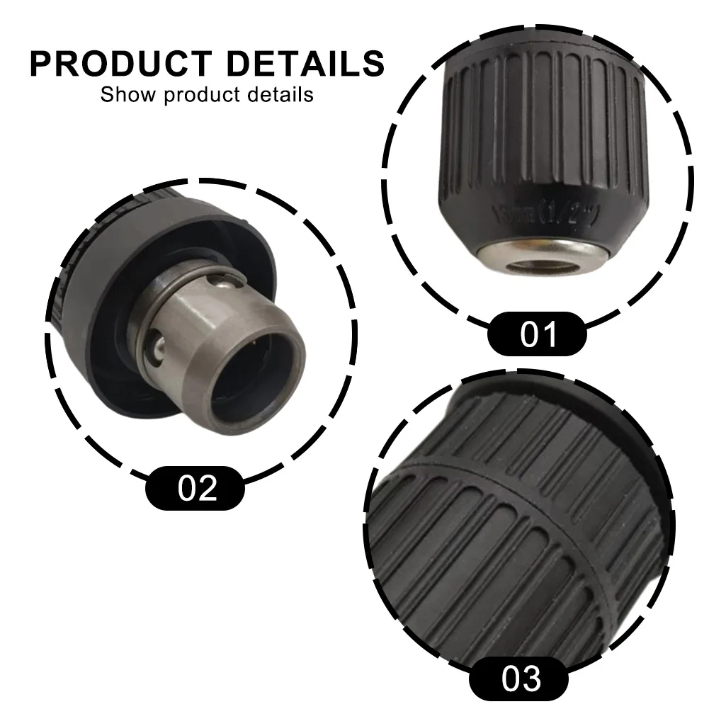 

For Home Repairs Drill Chuck Easy Clamping Drill Accessory Drill Chuck Non-slip Textured Handle Stable Clamping