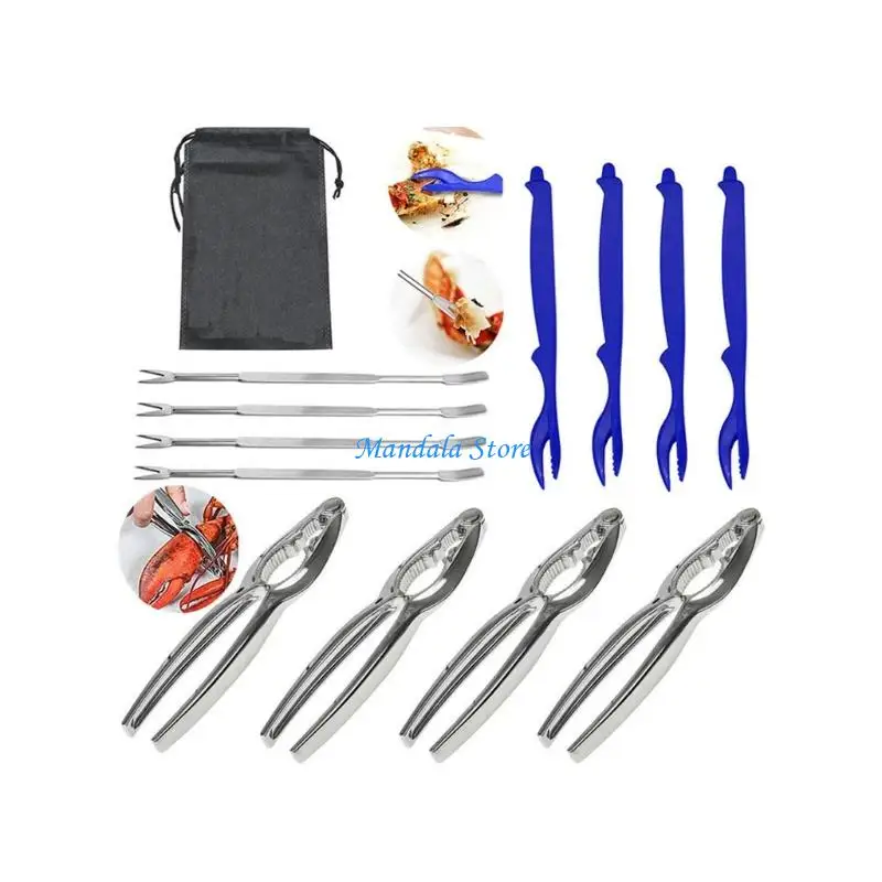 U2JC Complete Seafood Tool Set Alloy Crackers for Crabs Lobster Shellfish Festivals