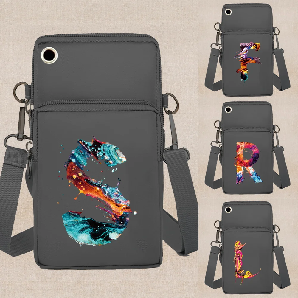 Waterproof Mobile Phone Bag Arm Pack Shoulder Bags Apple/Huawei/Samsung Universal Cell Phone Packet Paint Lertter Print Wallets