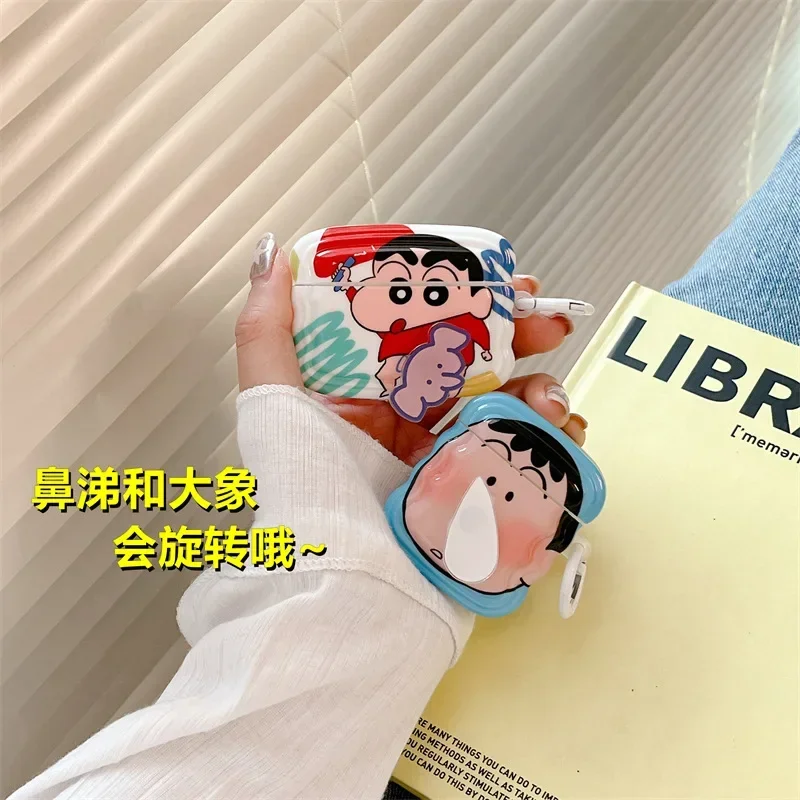 

Cute Spinning Cartoon Boy Case for AirPods 4 Airpod 1 2 3 Pro Pro2 Bluetooth Earbuds Charging Box Protective Earphone Cover