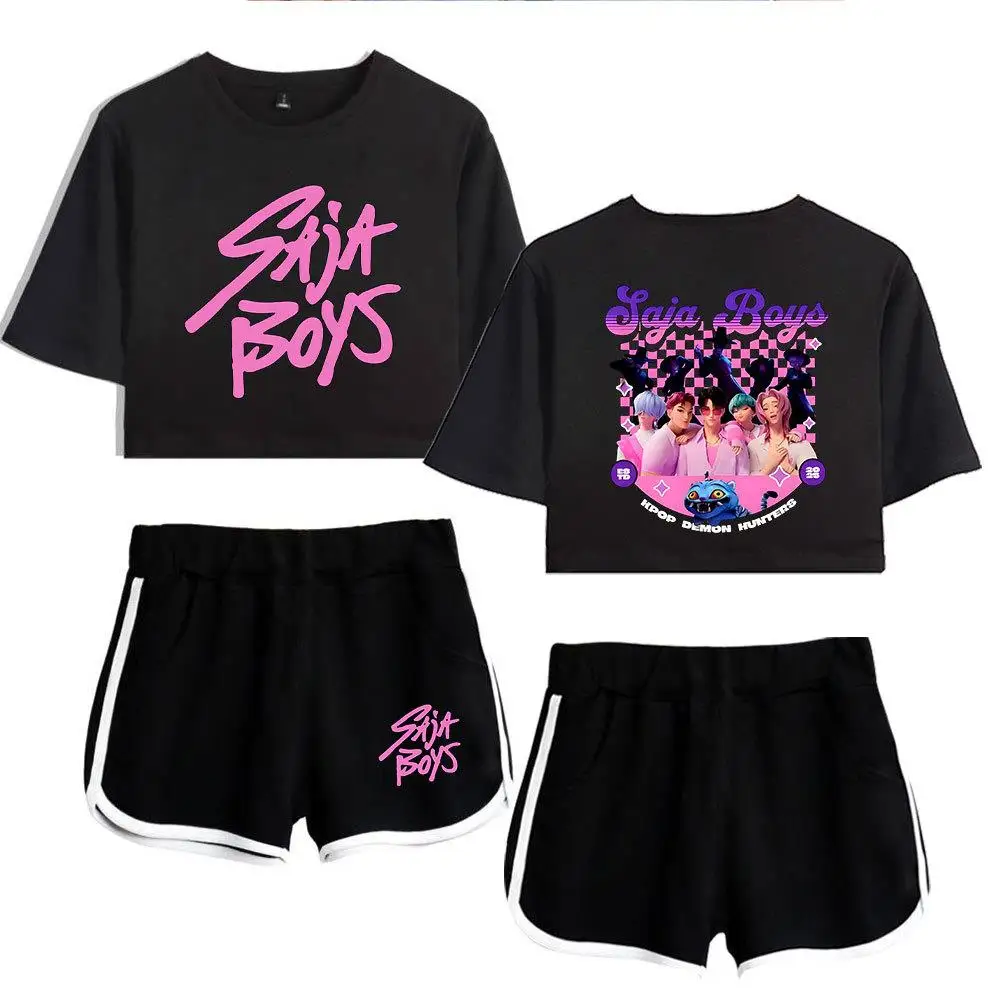 Faionable K Demon s Outfit Haut d'été pour femme avec ombrage Exposition ort Sve orts Princ Sle Casual...