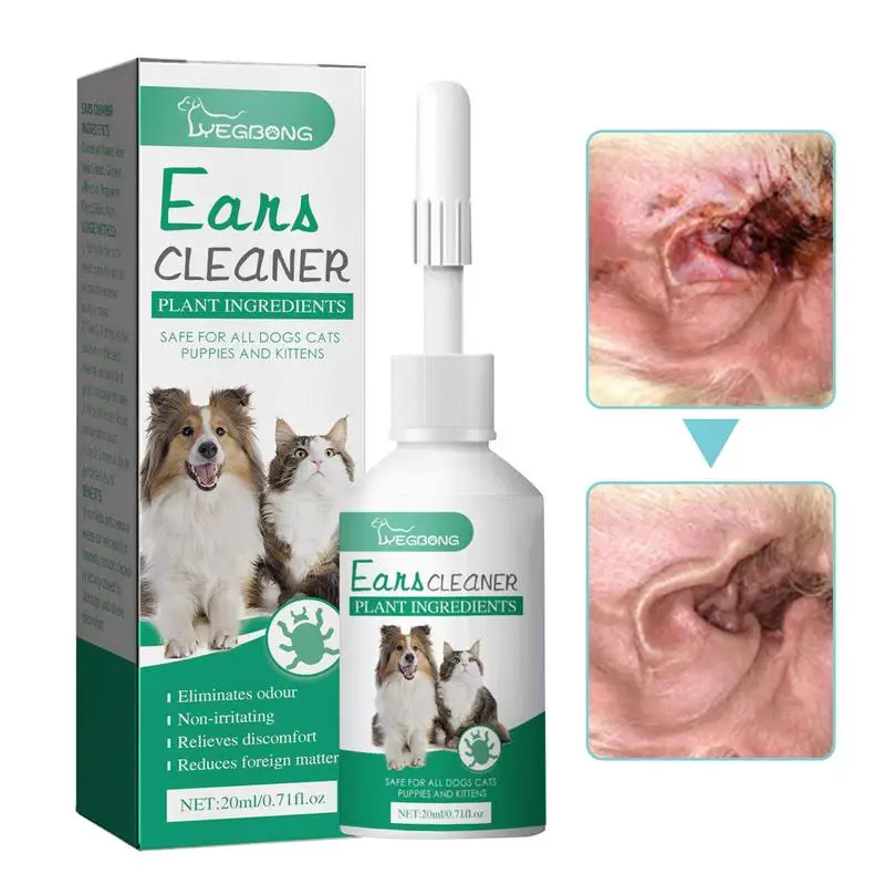 20ml Universal Pet Ear Drops Cat And Dog Ear Cleaner For Control Yeast Mites Removes Ear Mites And Ear Wax Relieves Itching