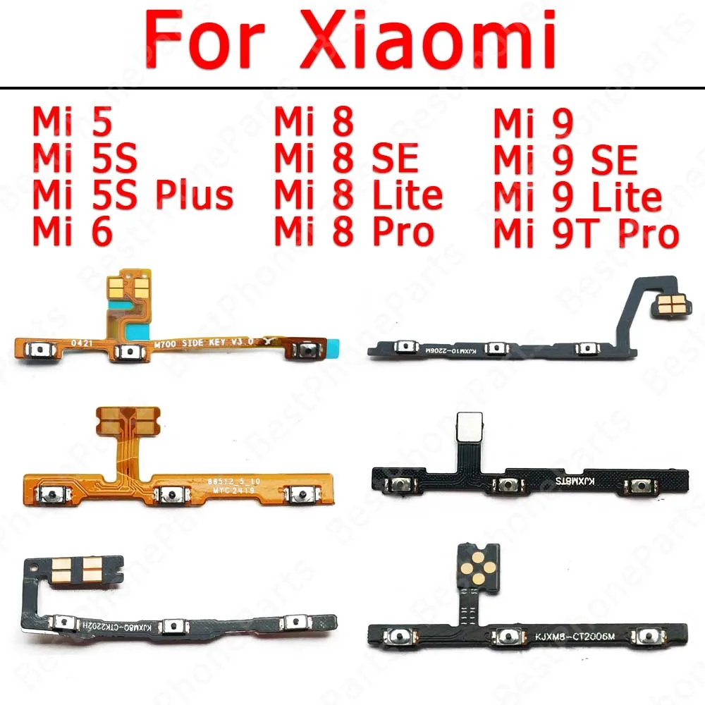 For Xiaomi Mi 5 5S Plus 6 8 SE 9 Lite 9T Pro Switch Power On Off Volume Spare Parts Side Button Mute Key Flex Cable