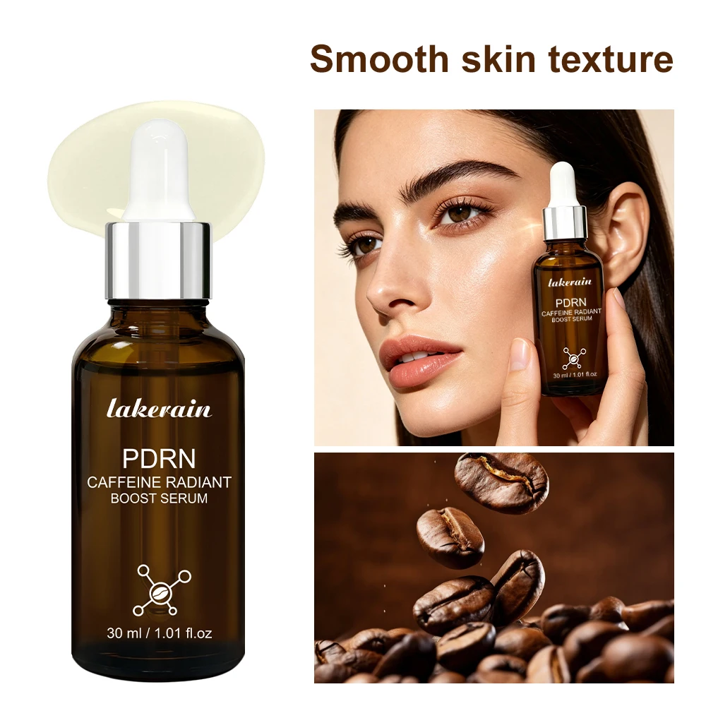 Lakerain BIO-PDRN Caffeine Radiant Boost Facial Serum Morning Rescue Anti Aging Depuff Brightening Repair Serum for Tired Dull S