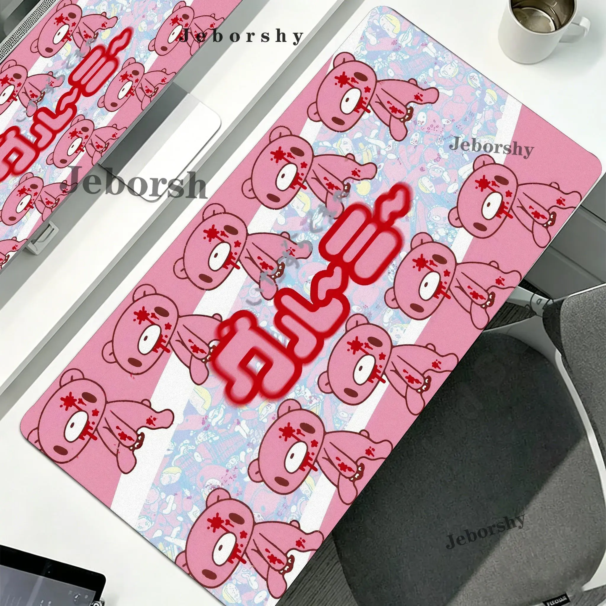 Cartoon G-gloomy Bear Large Gaming Mouse Pad,Anti-slip,Stitched Edges,Soft Rubber,Gaming Deskpad For Office Desk & Home Use