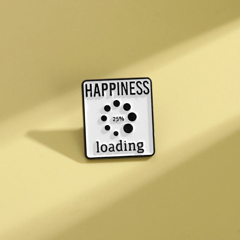 Unisex Creative Happiness Loading Letter Design Brooch Pin Alloy Drop Oil Enamel Badge DIY Clothing Bags Hat Scarf T-shirt