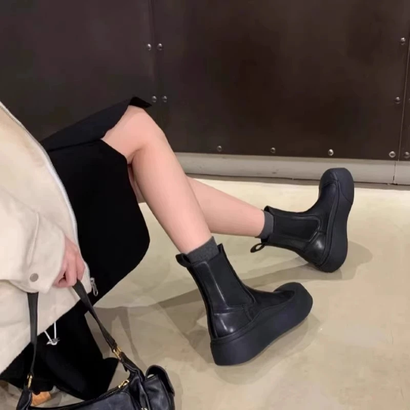 New Thicken Winter Knight Boots Women Knee High Long Square Heel Boots Retro Thick Motorcycle Boots Black  Botas Mujer