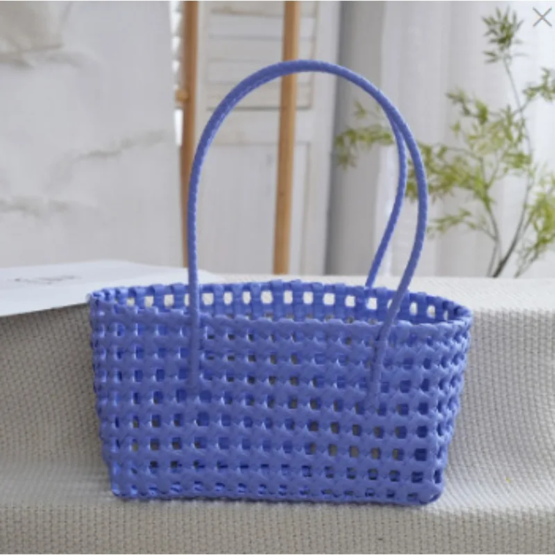 Plastic Bag Handbag Countryside Style Bohemian Style Vegetable Basket Bag Vacation Style Large Capacity Beach Tote Bag in Stock