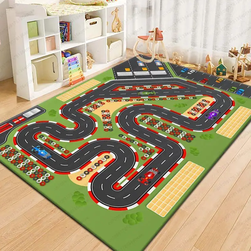 Cross-border Amazon cartoon runway carpet parking lot road game floor mat household non-slip and dirt-resistant foot mat spot