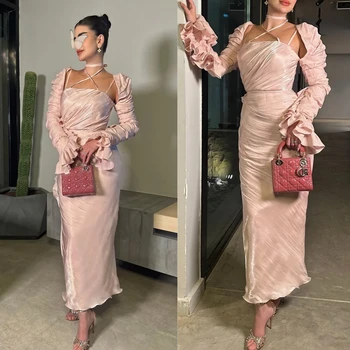 Customizeds Pleat Ruffles Graduation A-line Square Neck Bespoke Occasion Dresses Ankle-Length