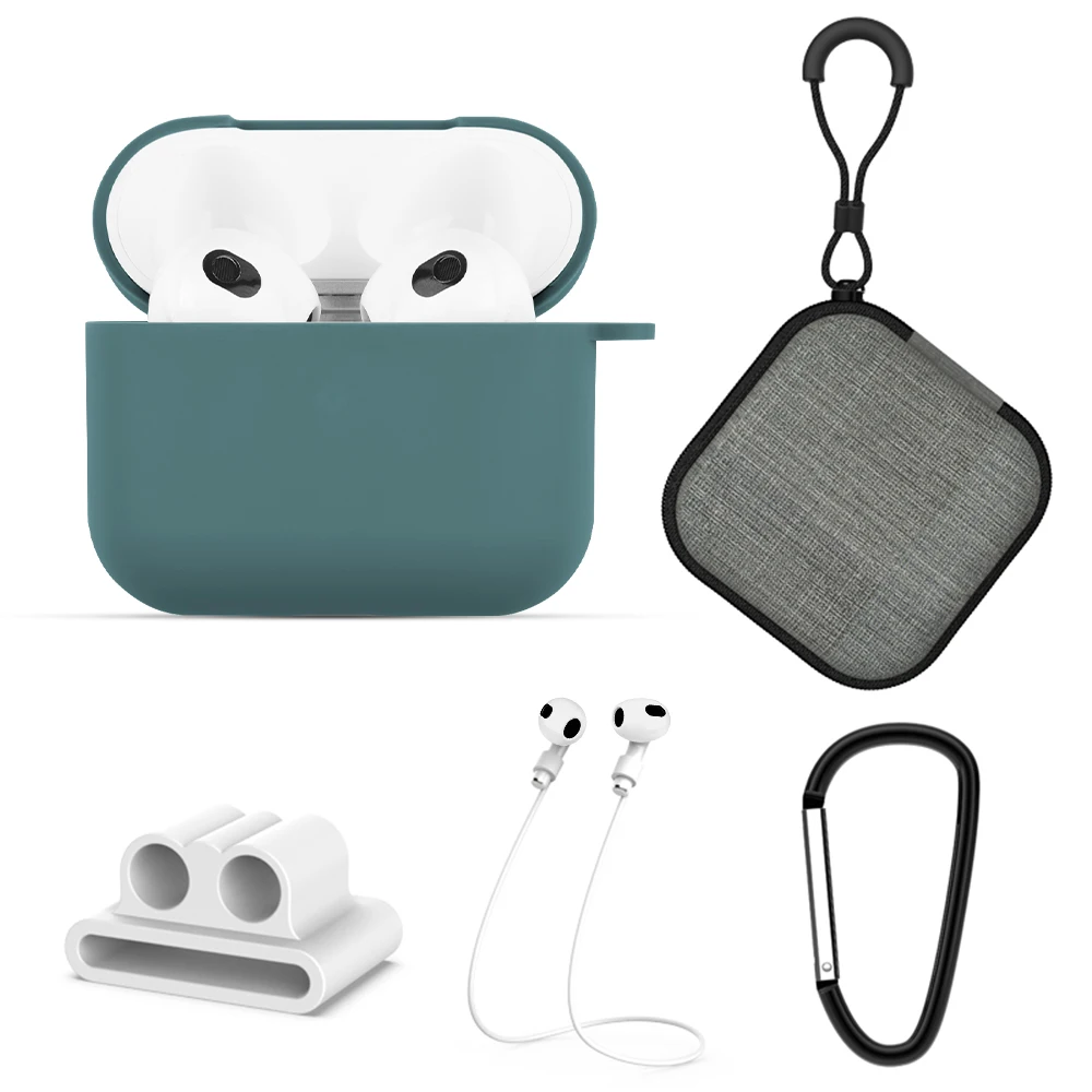 5pcs/set Anti Scratch Earphone Protective Silicone Case Set For Apples Airpods 3 Wireless Headset Covers Anti-lost Accessories