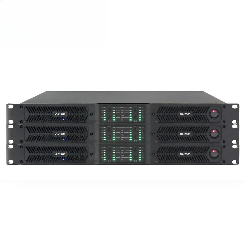 D4-2000 High Quality 2000 Watts 1u Class D 4 Channel Power Amplifier 2 Ohm Stable