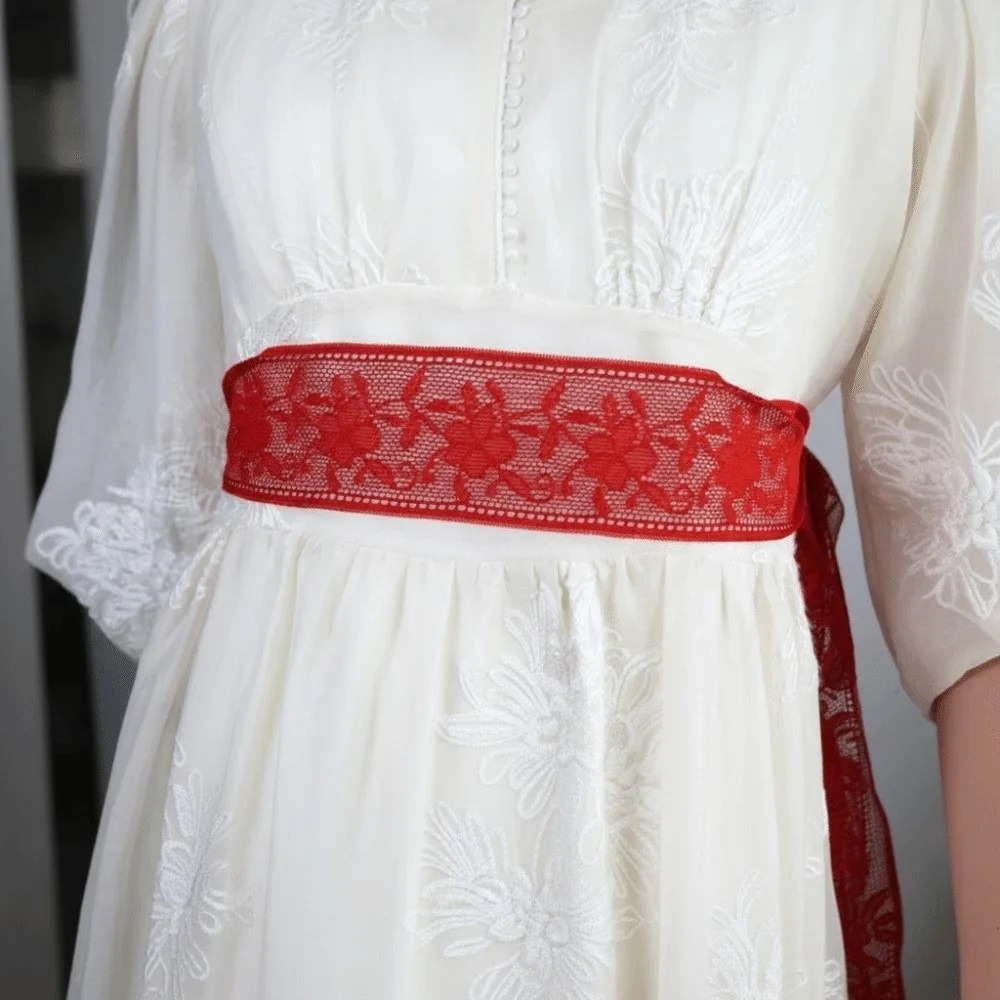 New Floral Lace Printed Scarf Elegant Narrow Long Bag Strap Lightweight Soft Multifunctional Headscarf Fashionable Women