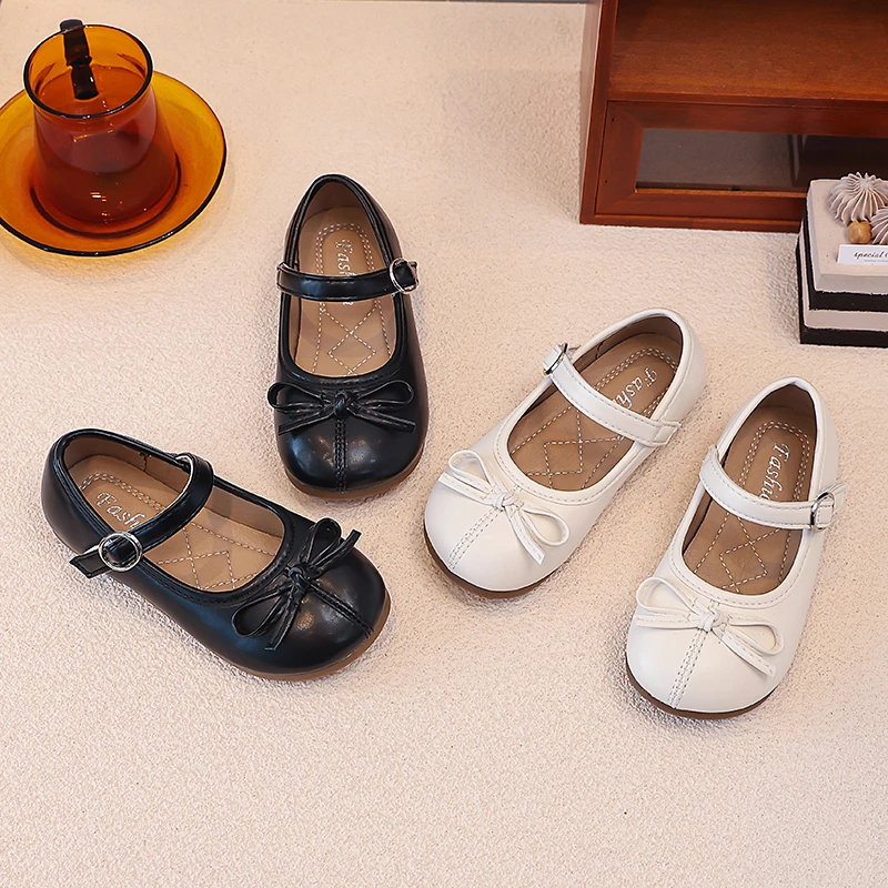 Mädchen Mary Jane Schuhe, Kleinkind-Schuhe mit Schleife und Schnalle, Weiche Party-Prinzessinnen-Schuhe mit Metallschnalle, Lederoptik-Schuhe für kleine Mädchen – Detail 4