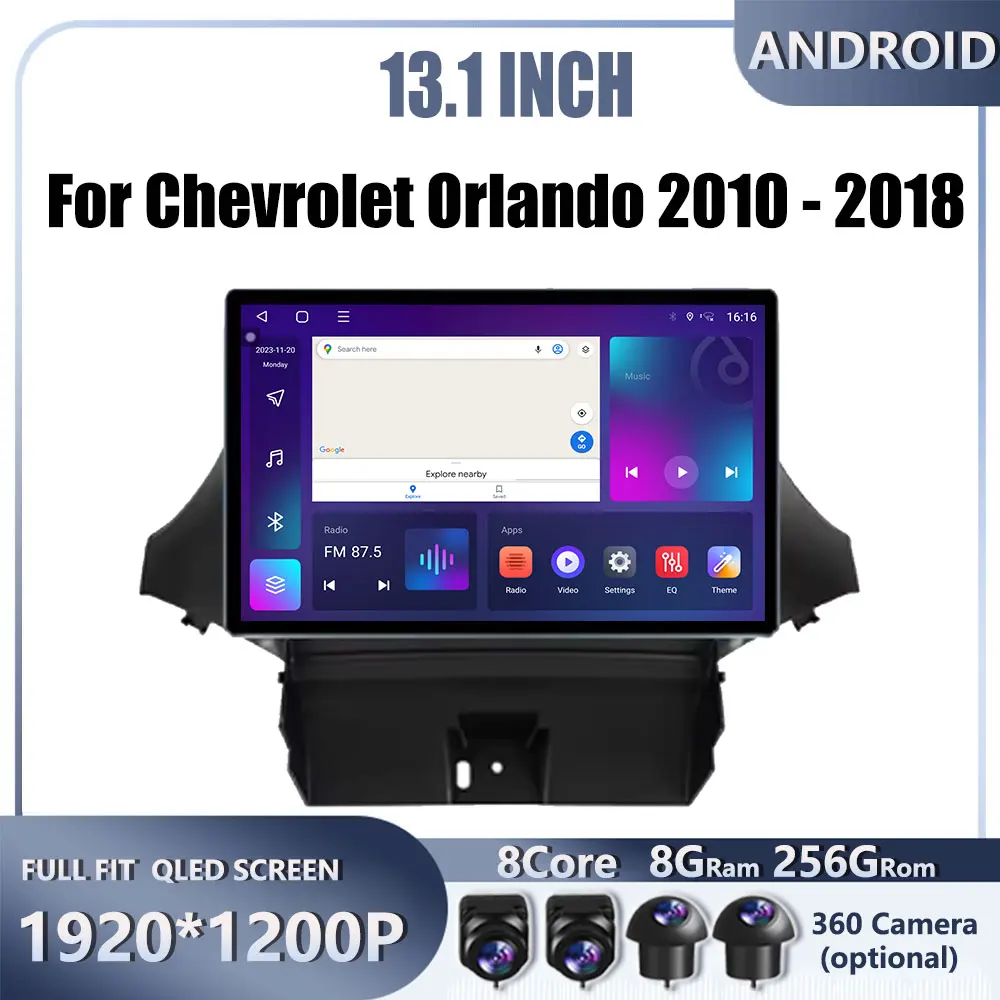 13.1Inch 4G For Chevrolet Orlando 2010 - 2018 Car Android OS Radio Stereo Multimedia Video GPS Navigation Player BT 5.0 8 core