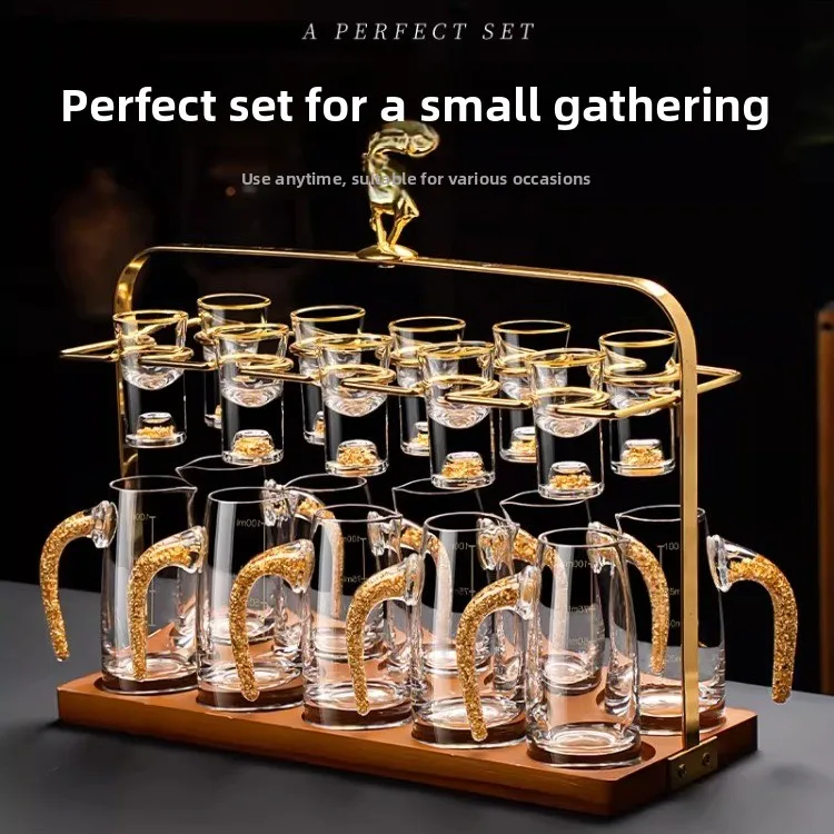 

High-End Luxury Crystal Glass White Wine Cup Set Chinese Style One-Piece Two-Ounce Divisor Home Use Small Alcohol Utensils